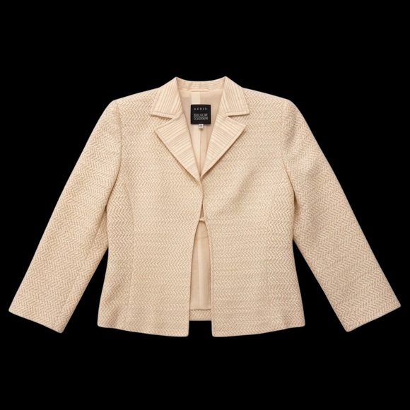 Akris Bergdorf Goodman Wool Blend Blazer Jacket Size 8 Beige